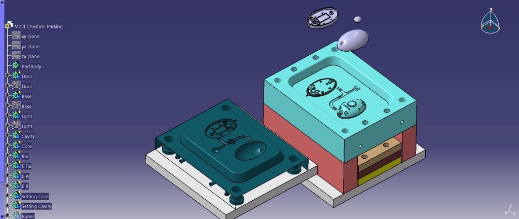 طراحی قالب پلاستیک چشمی پارکینگ در Catia
